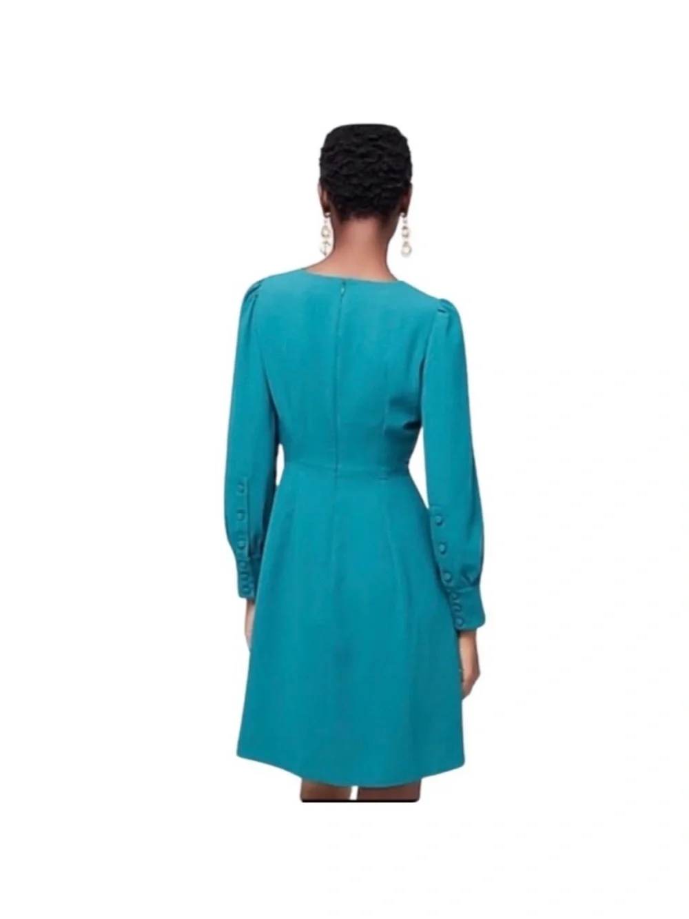 J. Crew sz 4 Tall 4T Spicy Jade Teal Long-Sleeve dress modest classic workwear